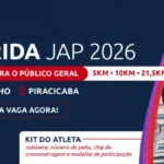 Corrida JAP 2026 em Piracicaba: 5km, 10km e 21,5km com largada no Monte Alegre