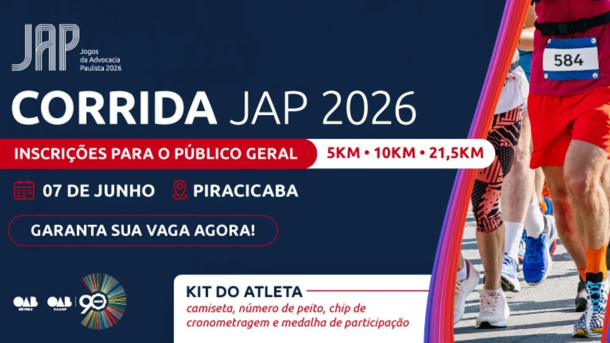 Corrida JAP 2026 em Piracicaba: 5km, 10km e 21,5km com largada em Monte Alegre