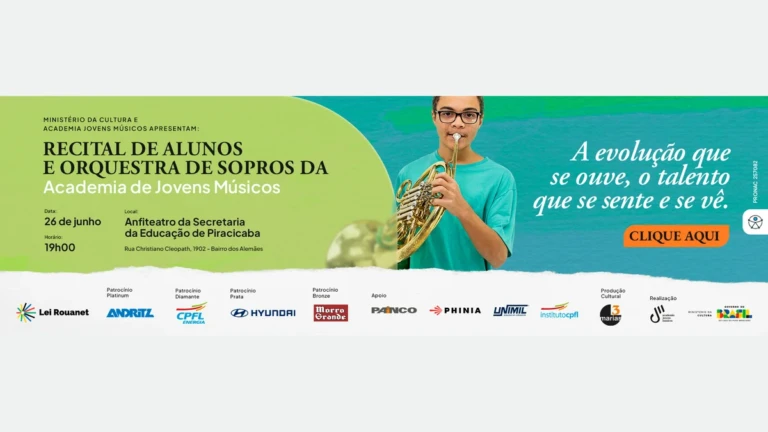 Recital de Alunos e Orquestra Juvenil de Sopros da Academia Jovens Músicos em Piracicaba
