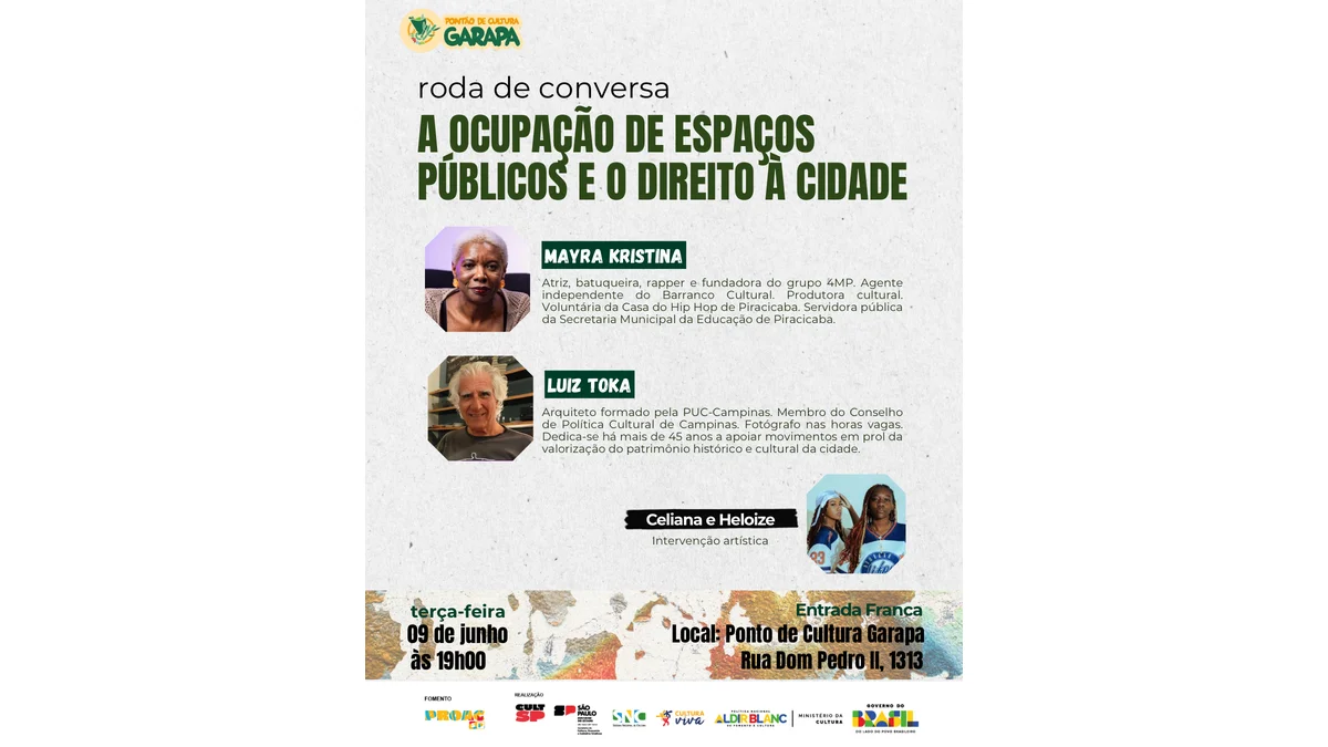 Roda de conversa: ocupação de espaços públicos e direito à cidade no Ponto de Cultura Garapa